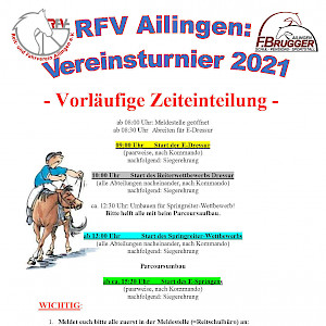Vorläufige Zeiteinteilung Vereinsturnier 2021