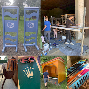 WIR SAGEN DANKE - Fleißarbeit erforderlich: Holzpferd & Springstangen / Ständer & Unterstand glänzen wieder!