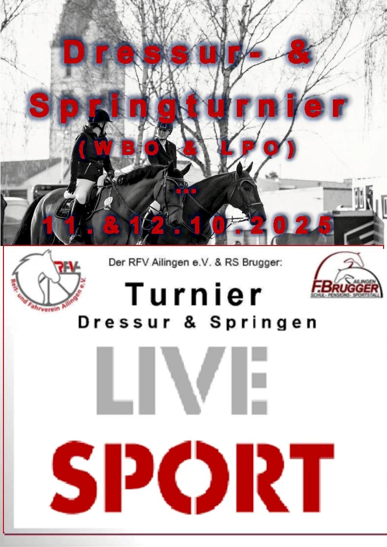 RFV Ailingen: Turnier am 11.10. (Springen) & 12.10 (Dressur) 2025