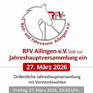 ❤️ Einladung zur Jahreshauptversammlung 2026 Reit- und Fahrverein Ailingen e.V. am 27.03.2026